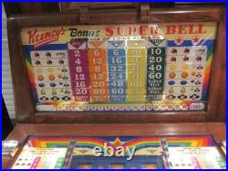 Antique Slot Machine Keeney's Bonus Super Bell 1946 Very Good Condition