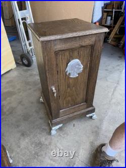 Antique Slot Machine Oak Stand Choice of One WithClaw Feet, Lock & Key & Storage