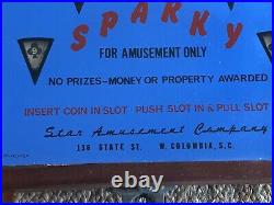 Antique Sparky Trade Simulator 5 Cent Coin Operated Poker Machine