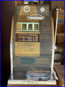 Antique Vintage 10c mechanical coin op casino slot machine Groovy Mid Century