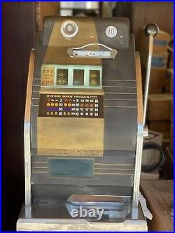 Antique Vintage 10c mechanical coin op casino slot machine Groovy Mid Century