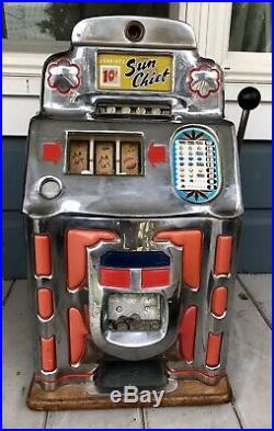 Antique Vintage Art Deco JENNINGS 10 Cent Sun Chief Club Chief Slot Machine