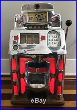 Antique Vintage Art Deco JENNINGS 10 Cent Sun Chief Club Chief Slot Machine