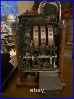 Antique Vintage Mills 25 Cent Black Cherry Chrome Front Slot Machine Coin-op