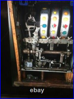 Antique Vintage Mills 25 Cent Chrome Front Slot Machine Coin-op