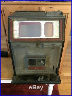 Antique Watling Mechanical Slot Machine Case Cabinet Double Jackpot with Handle