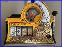 Antique Watling Rol-A-Top 1935 5 cent Slot Machine withStand