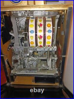 Antique Watling Rol-A-Top 1940's 5 cent Slot Machine withStand in great cond