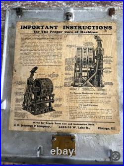 Antique Wood 1925 Chicago Jennings Dutch Boy 5 Cent Coin Mechanical Slot Machine