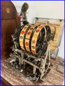 Antique Wood 1925 Chicago Jennings Dutch Boy 5 Cent Coin Mechanical Slot Machine