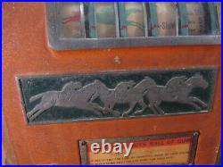 Antique Wood Churchill Horse Racing Trade Stimulator Gumball Prize Slot Machine