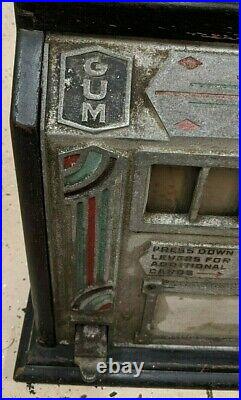 Antique Wooden Gum Slot Machine Mercantile Old West Decor Casino Rare Cards
