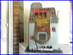 Antique Working Mills 10 Cent Cherry Slot Machine On Wood Base