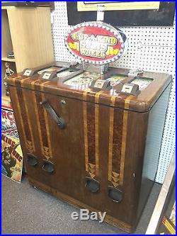 Antique c1940 5 Cent Mills Novelty 4 Bells 4-Player Console Casino Slot Machine