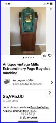 Antique vintage Mills Extraordinary Page Boy slot machine