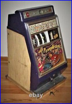 Aristocrat Penny Arcade Coin Operated Penny Slot Machine Needs Minor Repair