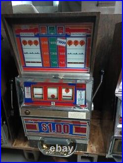 BALLY 1090 IKE DOLLAR 1.00 $ SUNDOWNER SLOT MACHINE With VIDEO & 100 TOKENS