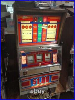 BALLY 1090 IKE DOLLAR 1.00 $ SUNDOWNER SLOT MACHINE With VIDEO & 100 TOKENS