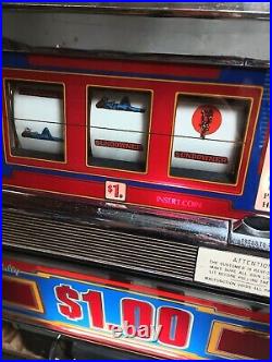 BALLY 1090 IKE DOLLAR 1.00 $ SUNDOWNER SLOT MACHINE With VIDEO & 100 TOKENS