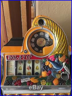 Beautiful Watling Rol-a-top Bird Of Paradise Nickel Slot Machine