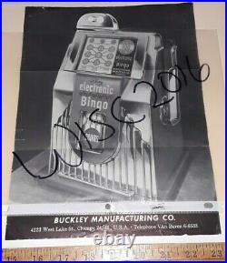 Buckley Pointmaker Slot Machine Coin-Op Promo Flyer original 2 sided