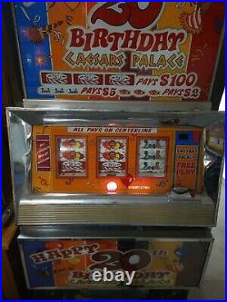 Caesars Palace 20th B-day Las Vegas Token Coin Operated Free Play Slot Machine