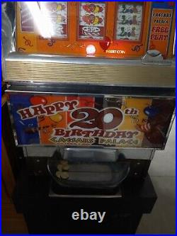 Caesars Palace 20th B-day Las Vegas Token Coin Operated Free Play Slot Machine
