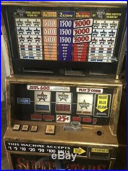 Casino 25 CENT SLOT MACHINE Double Red White Blue Superstars Louisiana Louie