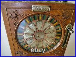 Circa 1898 Calle Bros. PUCK Upright Slot Machine Stunning