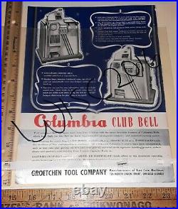 Columbia Chrome Bell Slot Machine Coin-Op Promo Flyer original 2 sided