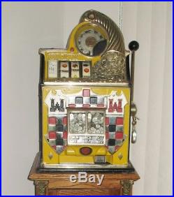 D#53 Antique 1935 WATLING ROL A TOP 10c Dime Casino Slot Machine WithCabinet Stand