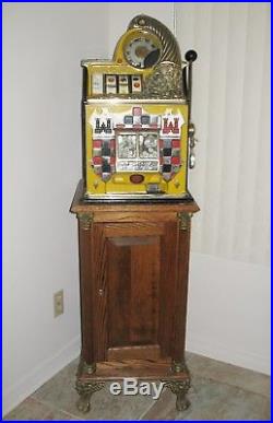 D#53 Antique WATLING ROL A TOP 10c Dime Casino Slot Machine WithCabinet Stand