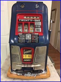 Estate Find 1950's 5 Cent Antique Mills Twenty One Hi-Top Slot Machine, Restored