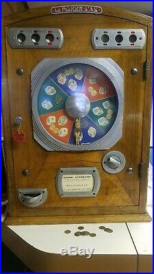 Extremely Rare Antique L. Loubet Le Poker D'as Coin Op French Slot Machine