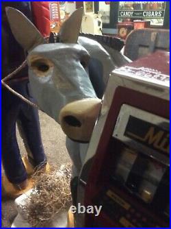 Folk Art-gold Prospector And His Mule With Slot Machines