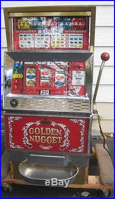 GOLDEN NUGGET slot machine 25 cent quarter genuine