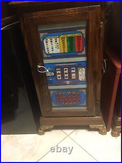 Golden Nugget Antique Slot Machine Oak Stand