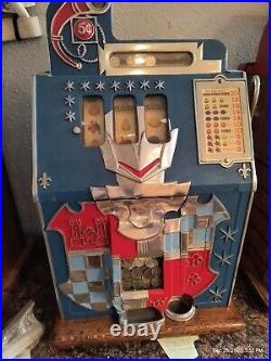 Great Condition, Works Vintage Mills 5 Cent Checkerboard Castle Slot Machine $$$