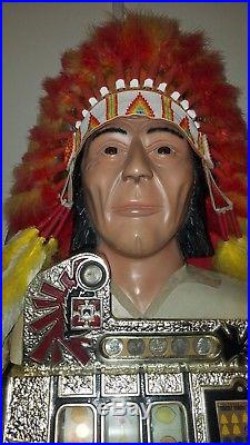 Hand Carved Character Native American Indian Chief Mills War Eagle Slot Machine