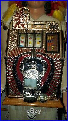 Hand Carved Character Native American Indian Chief Mills War Eagle Slot Machine
