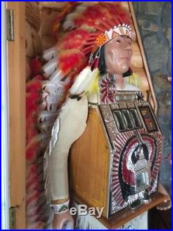 Indian Slot Machine, excellent working condition, long head dress