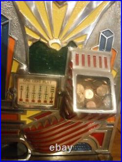 Jennings 1932 1 cent Little Duke slot machine. Perfect cond. Pro. Restored