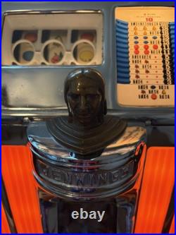 Jennings 1c Amber Light Up Slot Machine From The 1940s With FULL CHIEF EMBLEM