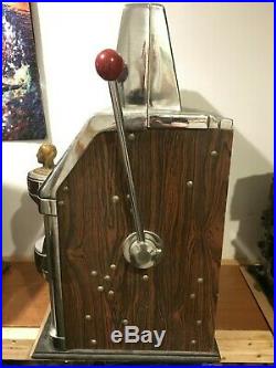Jennings 25 Cent Antique Mechanical Slot Machine Case Cabinet Coin Box Back Door