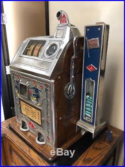 Jennings 25 Cent Dutch Boy/girl Slot Machine With Side Vendor Restored Original
