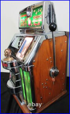 Jennings 25c Green Lite Up Tic-Tac-Toe Slot Machine, Circa 1940's