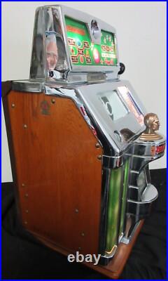 Jennings 25c Green Lite Up Tic-Tac-Toe Slot Machine, Circa 1940's