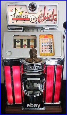 Jennings 25c Lite Up Chief Governor Slot Machine