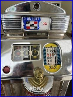 Jennings 25c Mechanical Club Chief Slot Machine Tic Tac Toe 3 Bars Rare AS-IS