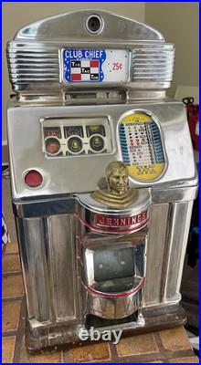 Jennings 25c Mechanical Club Chief Slot Machine Tic Tac Toe 3 Bars Rare AS-IS